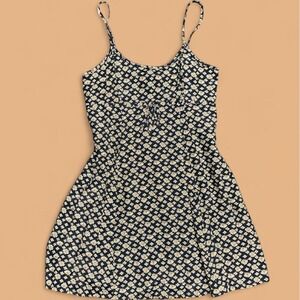 Vintage Rampage r-Wear Mini Dress 11 Black Tan Floral Babydoll Coquette 90s Y2K